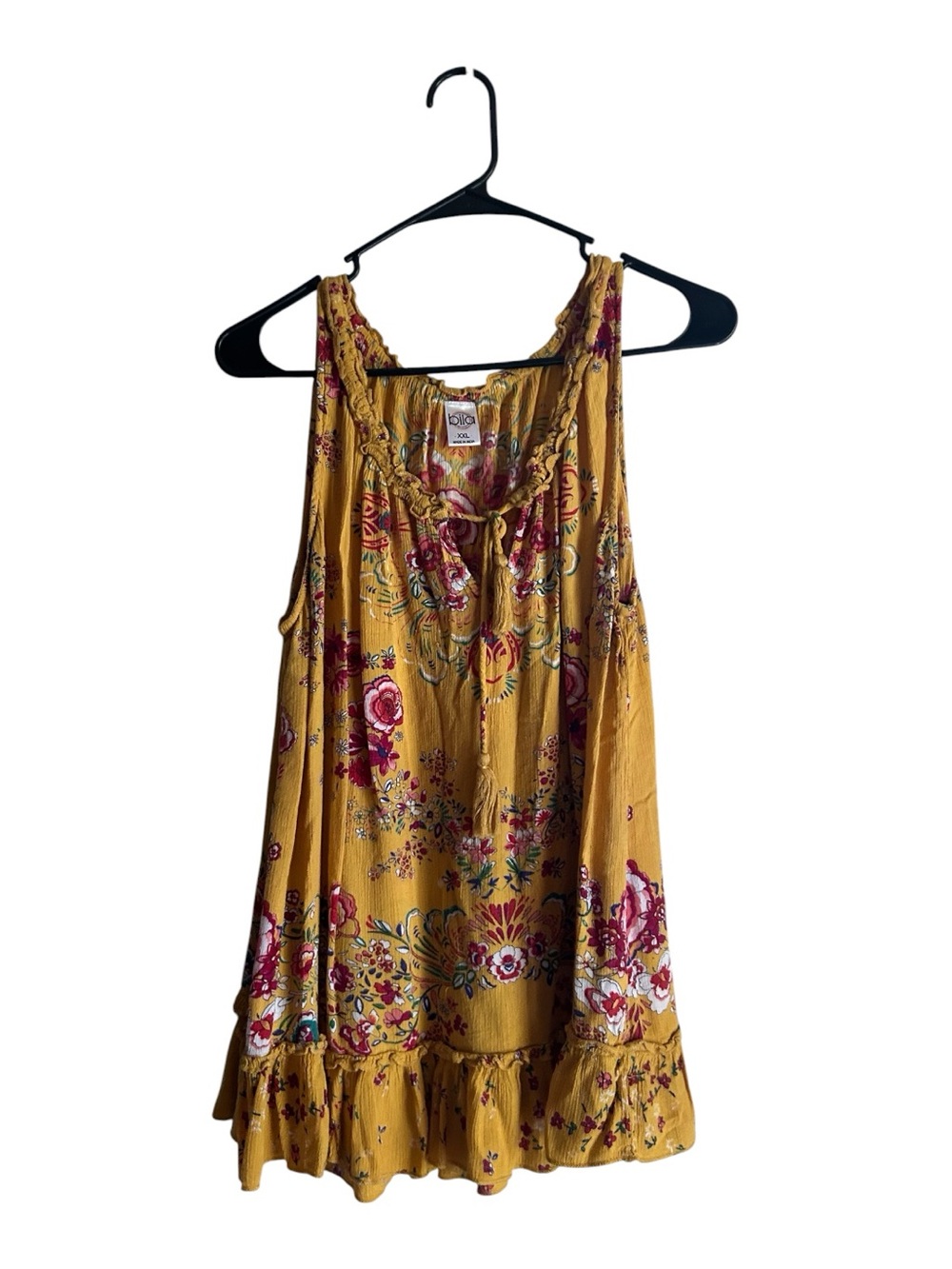 Bila Size XXL Mustard Floral Ruffled Camisole